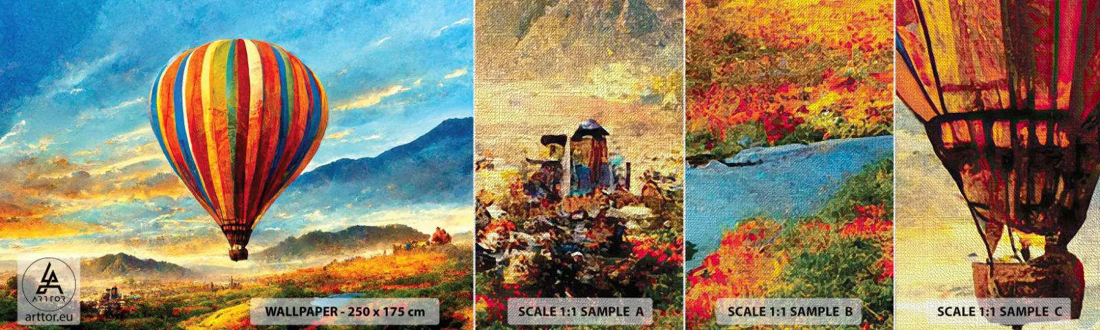 Échantillon de Papier Peint Premium Canvas - Dans le silence on voit mieux - Ballon, Paysage, Nature - 100x30 cm