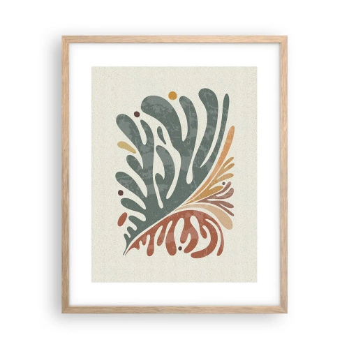 Affiche dans un chêne clair - Poster - Feuille multicolore - 40x50 cm
