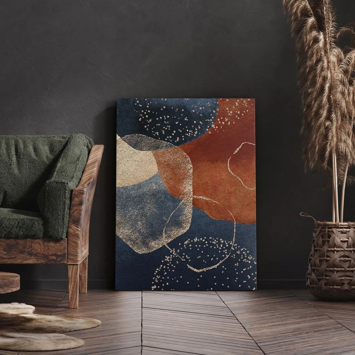 Impression sur toile - Image sur toile - Formes abstraites dans des tons de rouge et de bleu - 70x100cm - La légèreté de l'être - Décoration murale moderne pour le salon et la chambre ARTTOR