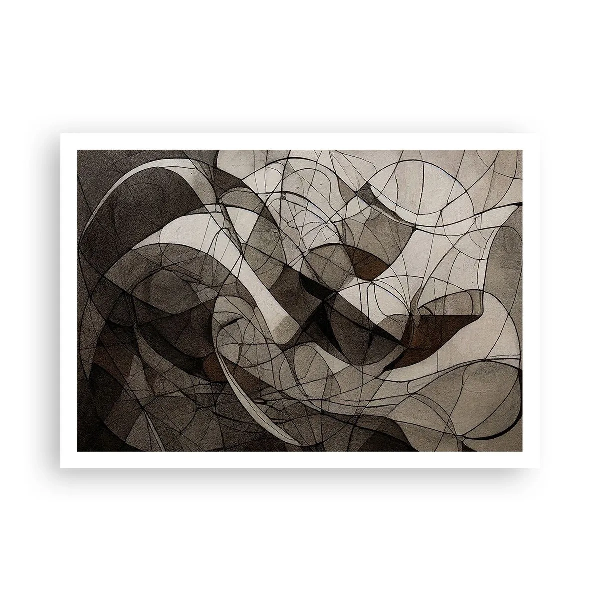 Affiche - Poster - Motif abstrait dans des tons marron et terreux - 100x70cm - Circulation des couleurs de la terre - Décoration murale moderne pour le salon et la chambre ARTTOR