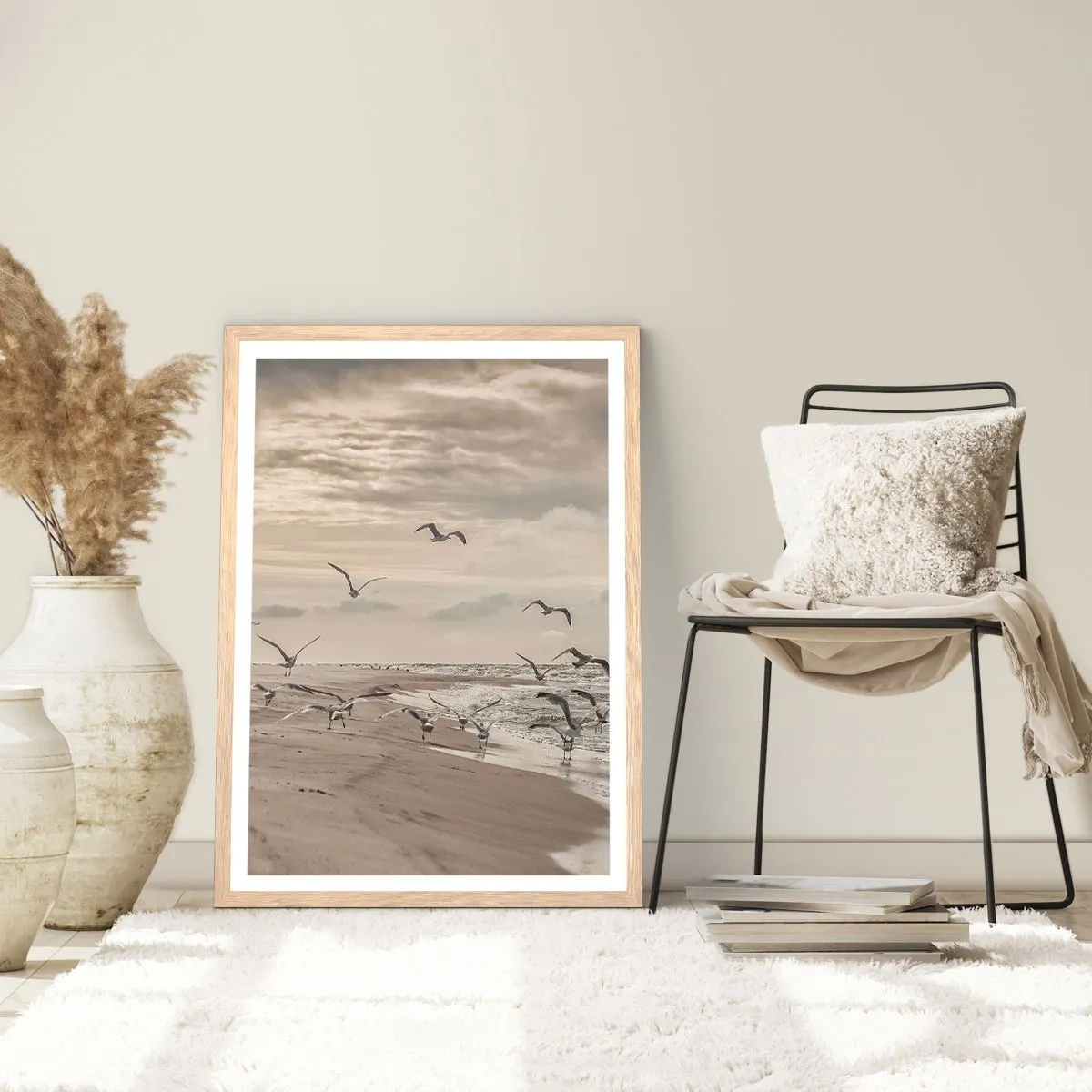 Affiche dans un chêne clair - Poster - Le bruit de la mer, le chant des oiseaux - 30x40 cm