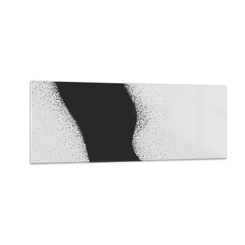 Impression sur verre - Image sur verre - Motif abstrait noir et blanc avec des points délicats sur toile - 140x50cm - Équilibre fluide - Décoration murale moderne pour le salon et la chambre ARTTOR