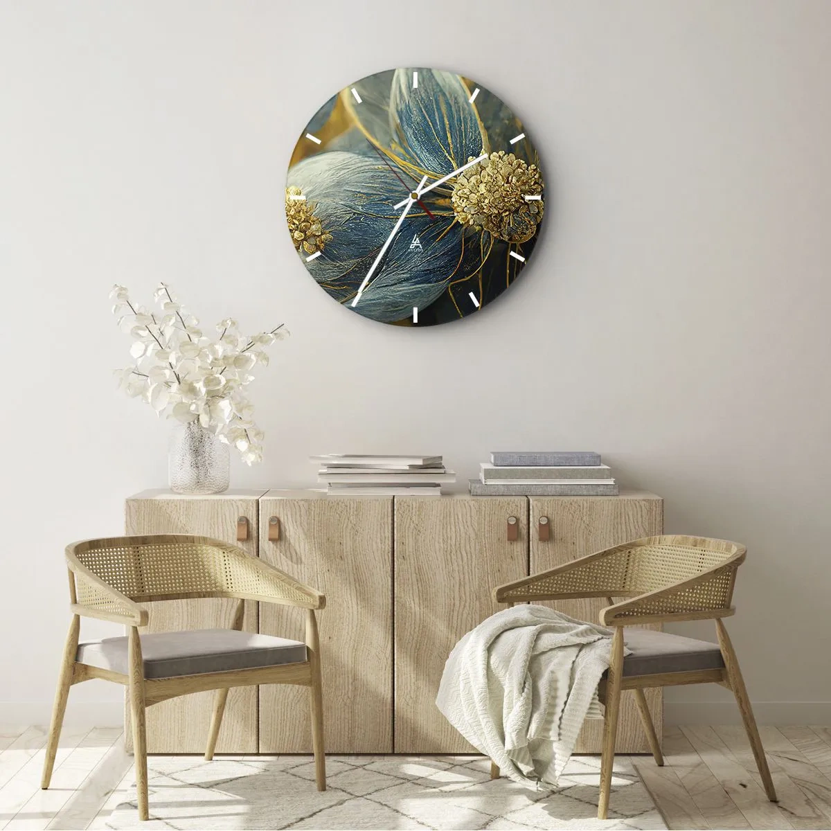 Horloge murale - Pendule murale - Fleurir avec de l'or - 30x30 cm