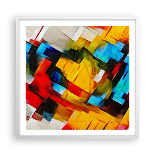 Affiche dans un cadre blanc - Poster - Une superposition multicolore - 60x60 cm