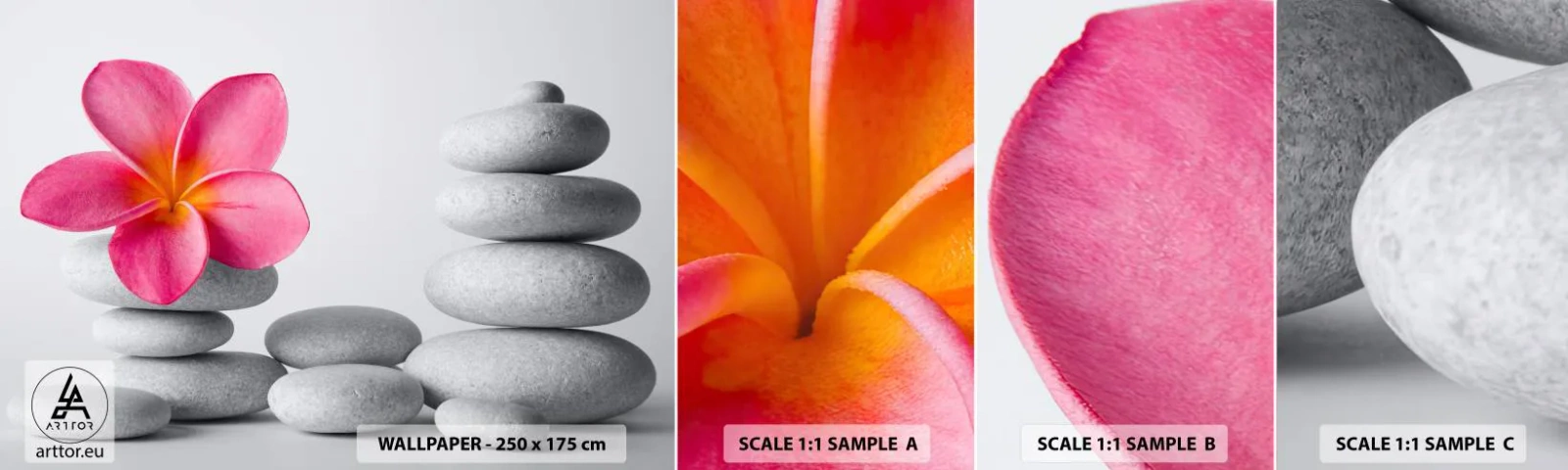 Échantillon De Papier Peint Standard Eco - Pierre sur pierre, et sur cette pierre... - Fleur, Des pierres, Spa - 100x30 cm