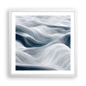Affiche dans un cadre blanc - Poster - Vagues blanches et bleues - 50x50 cm