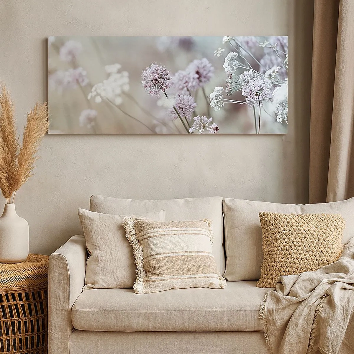 Impression sur toile - Image sur toile - Herbes douces en filigrane - 100x40 cm