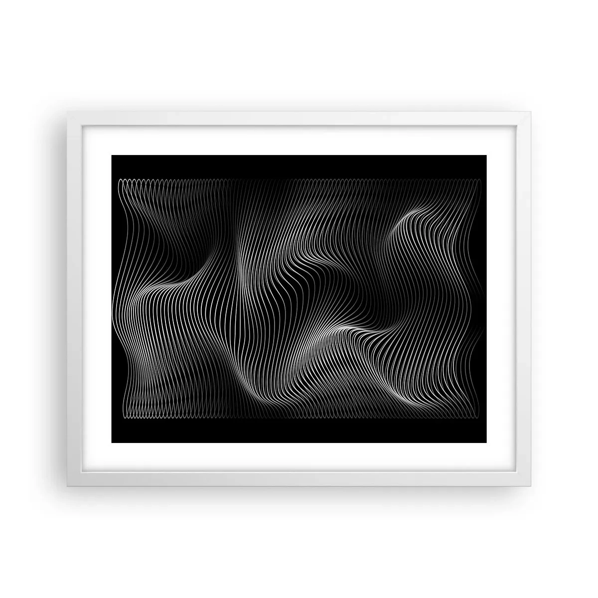 Affiche dans un cadre blanc - Poster - Danse de lumière dans l'espace - 50x40 cm