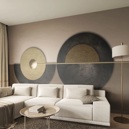 Papier Peint Photo Premium Canvas - Variations autour du cercle - roues, Abstraction, Art Déco - 200x140 cm