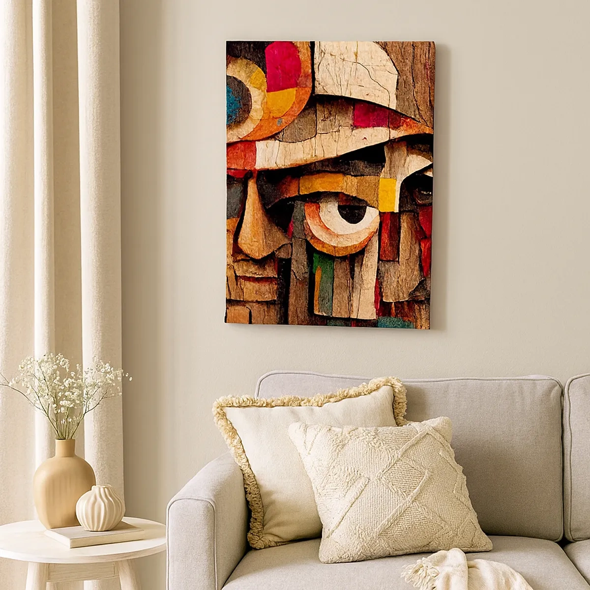 Impression sur toile - Image sur toile - Visages abstraits aux couleurs intenses - 50x70cm - Je te vois… - Décoration murale moderne pour le salon et la chambre ARTTOR