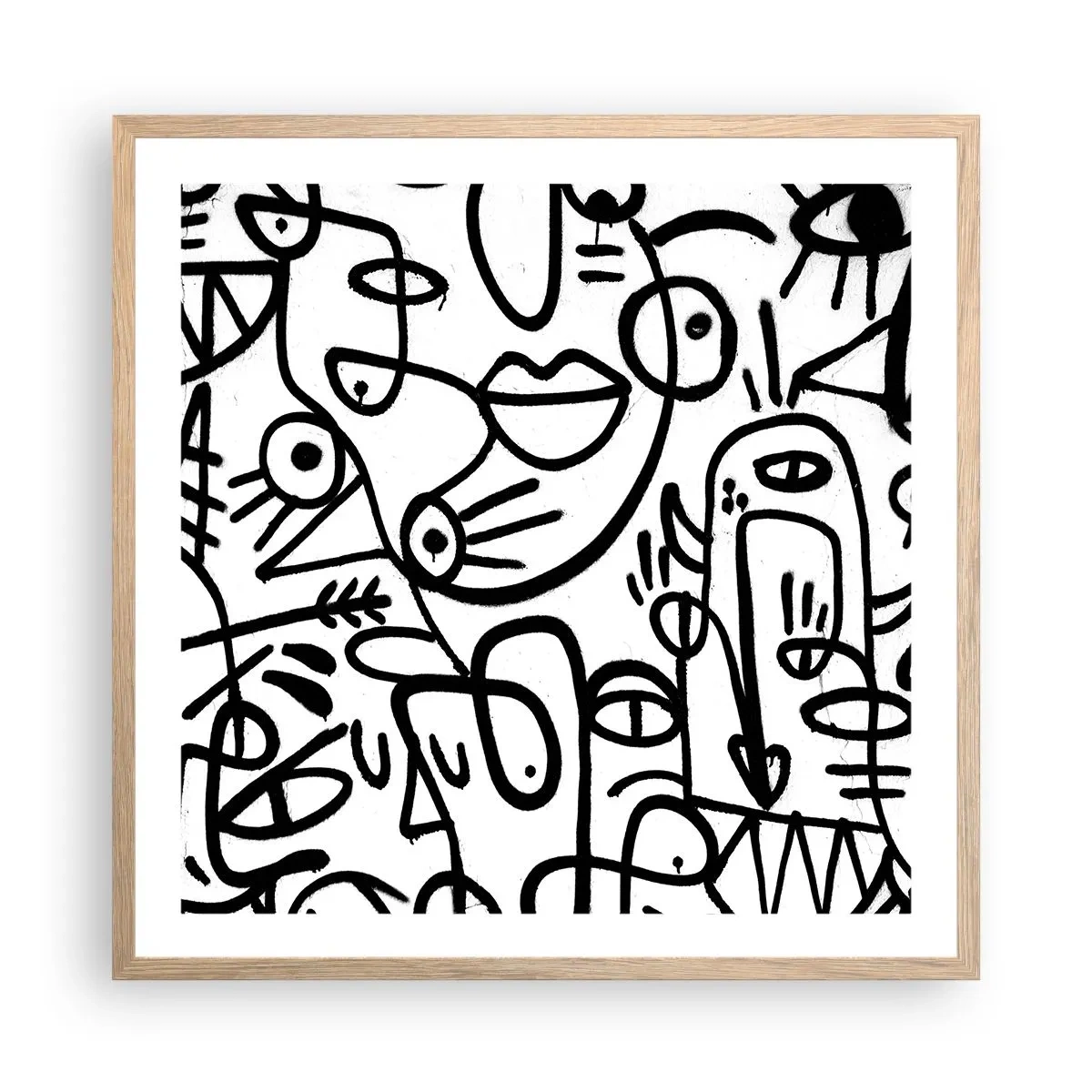 Affiche dans un chêne clair - Poster - Visages et mirages - 60x60 cm