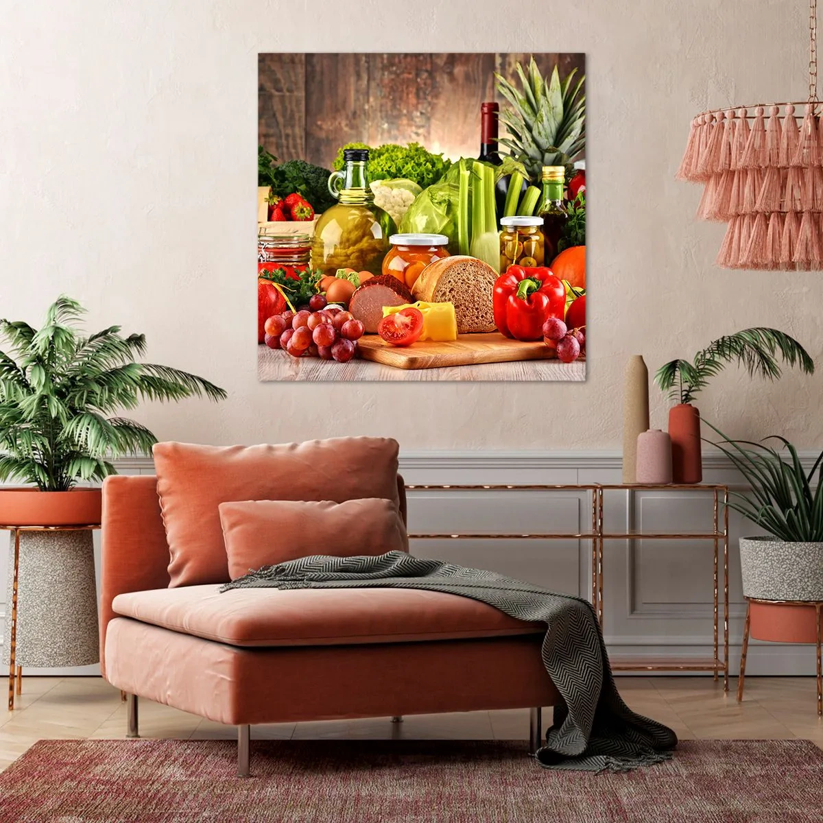 Impression sur toile - Image sur toile - Fumé, cuit au four et mariné - 50x50 cm