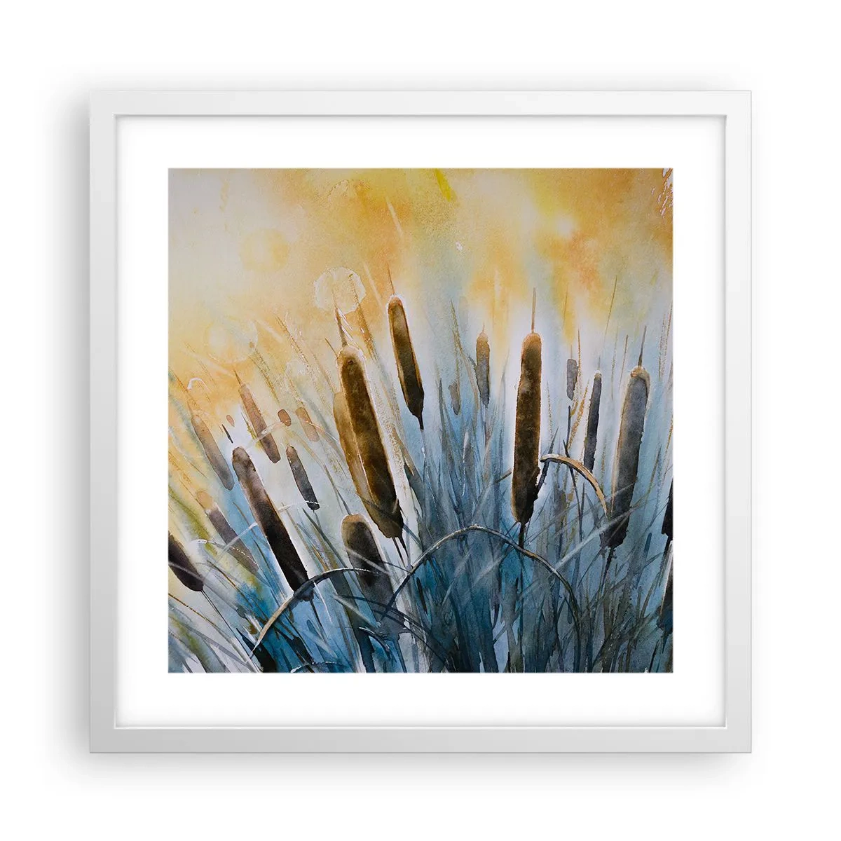 Affiche dans un cadre blanc - Poster - Fraicheur de l'eau, chaleur du soleil - 40x40 cm