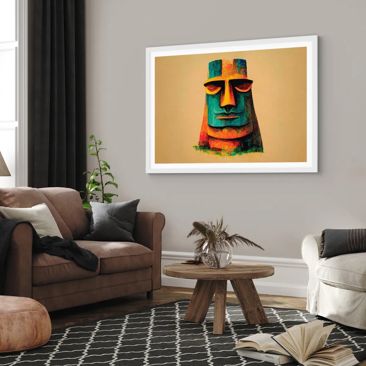 Affiche dans un cadre blanc - Poster - Statuesque et sympathique - 91x61 cm