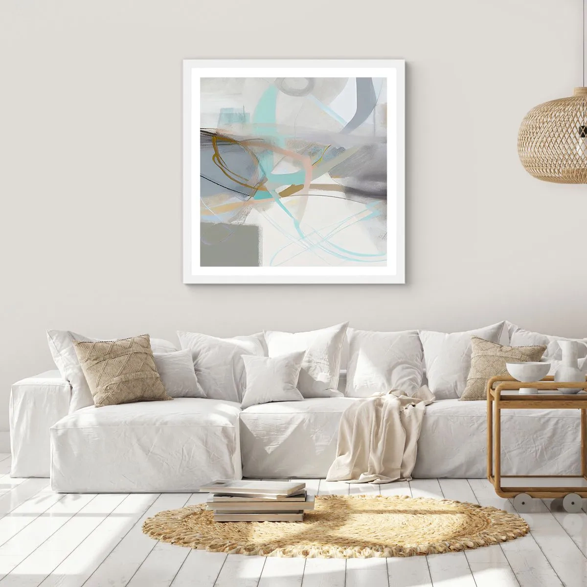 Affiche dans un cadre blanc - Poster - Abstraction brumeuse - 60x60 cm