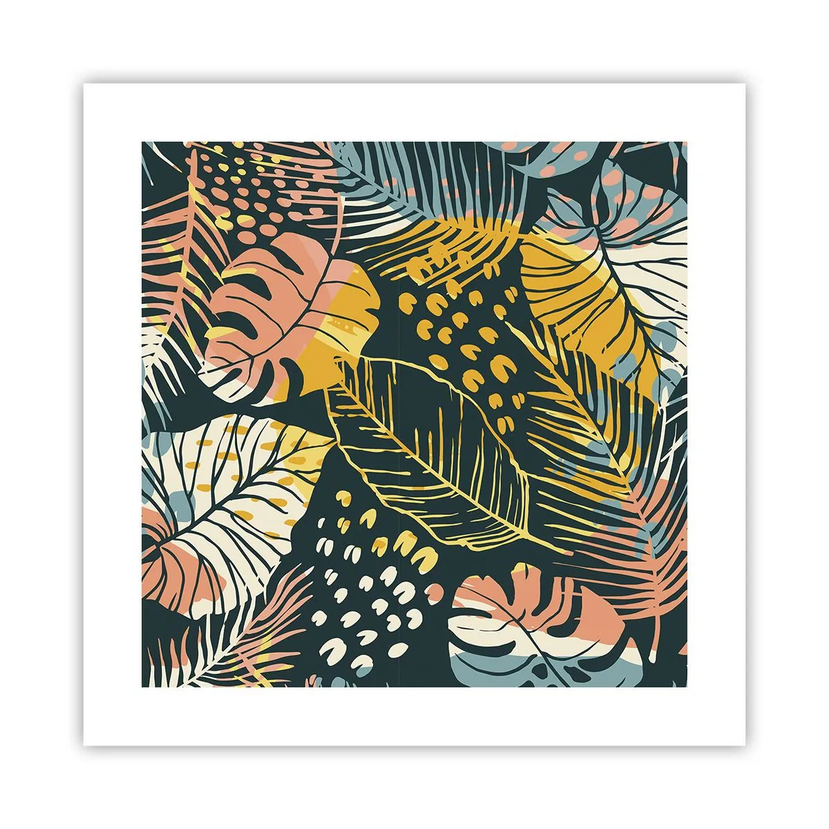 Affiche - Poster - Fantaisie feuillue - 40x40 cm