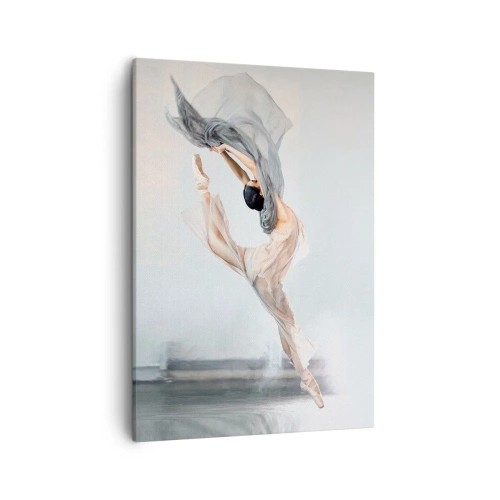 Impression sur toile - Image sur toile - Une danseuse en mouvement dynamique sur un fond clair - 50x70cm - Dans le ravissement de la danse - Décoration murale moderne pour le salon et la chambre ARTTOR