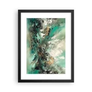 Affiche dans un cadre noir - Poster - Ressac émeraude et noir - 30x40 cm
