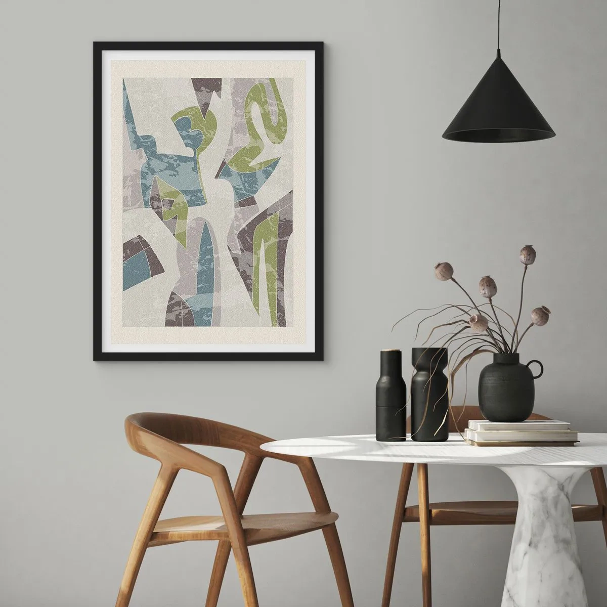 Affiche dans un cadre noir - Poster - Composition derrière la vitre - 30x40 cm