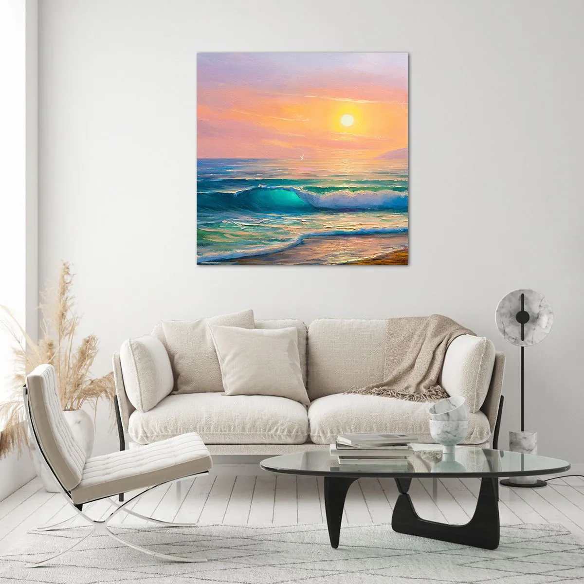 Impression sur verre - Image sur verre - Le chant turquoise des vagues - 70x70 cm