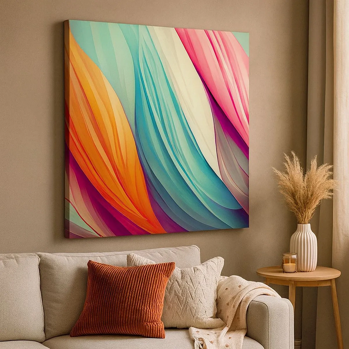 Impression sur toile - Image sur toile - Tissage arc-en-ciel - 30x30 cm