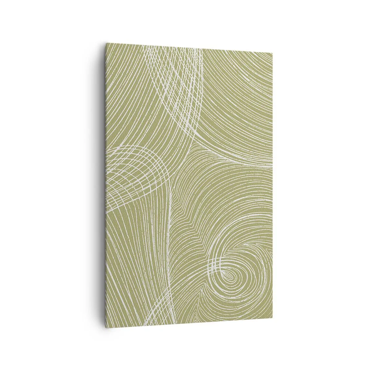 Impression sur toile - Image sur toile - Lignes vertes et blanches dans une composition abstraite - 80x120cm - Abstraction complexe de blanc - Décoration murale moderne pour le salon et la chambre ARTTOR