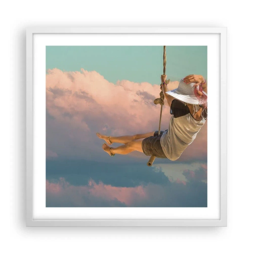 Affiche dans un cadre blanc - Poster - S'amuser dans les nuages - 50x50 cm