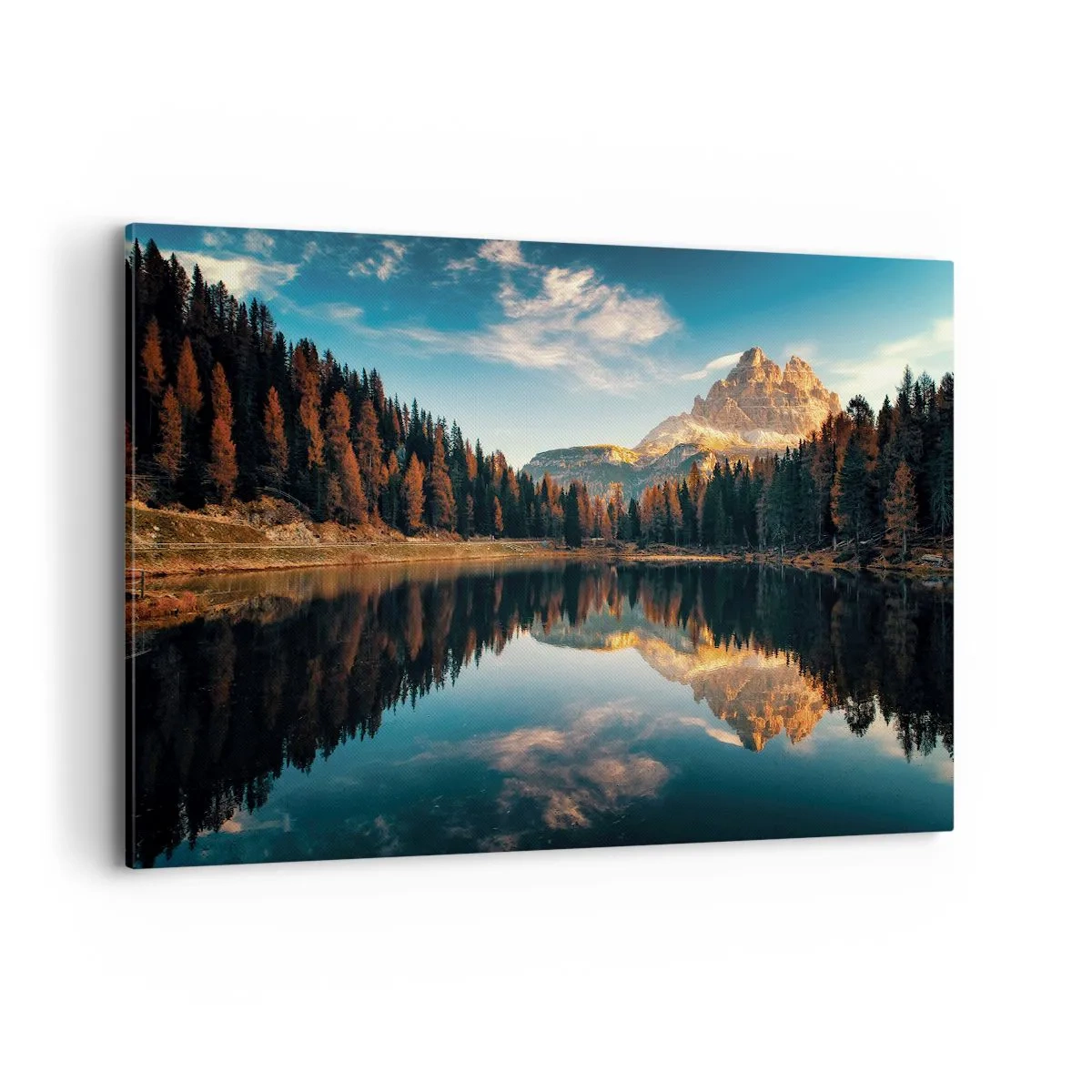Impression sur toile - Image sur toile - Paysage de montagne avec un lac et une forêt - 120x80cm - Double paysage - Décoration murale moderne pour le salon et la chambre ARTTOR