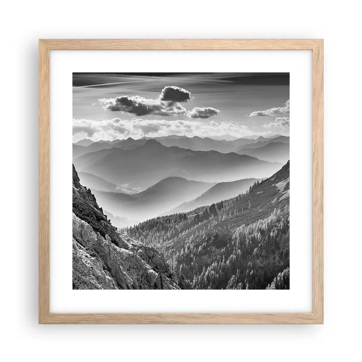 Affiche dans un chêne clair - Poster - Jusqu'à l'horizon - 40x40 cm