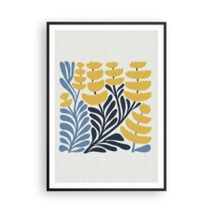 Affiche dans un cadre noir - Poster - Parterre de fleurs ensoleillé - 70x100 cm