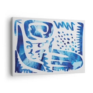 Impression sur toile - Image sur toile - Motif abstrait dans les tons de bleu - 70x50cm - Retour aux racines - Décoration murale moderne pour le salon et la chambre ARTTOR