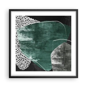 Affiche dans un cadre noir - Poster - Abstraction colorée avec feuille d'or - 50x50 cm