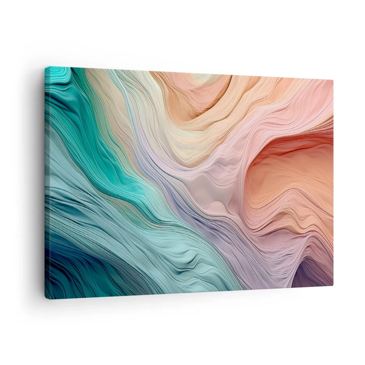 Impression sur toile - Image sur toile - Vagues abstraites aux couleurs pastel et arc-en-ciel - 70x50cm - Vague arc-en-ciel - Décoration murale moderne pour le salon et la chambre ARTTOR