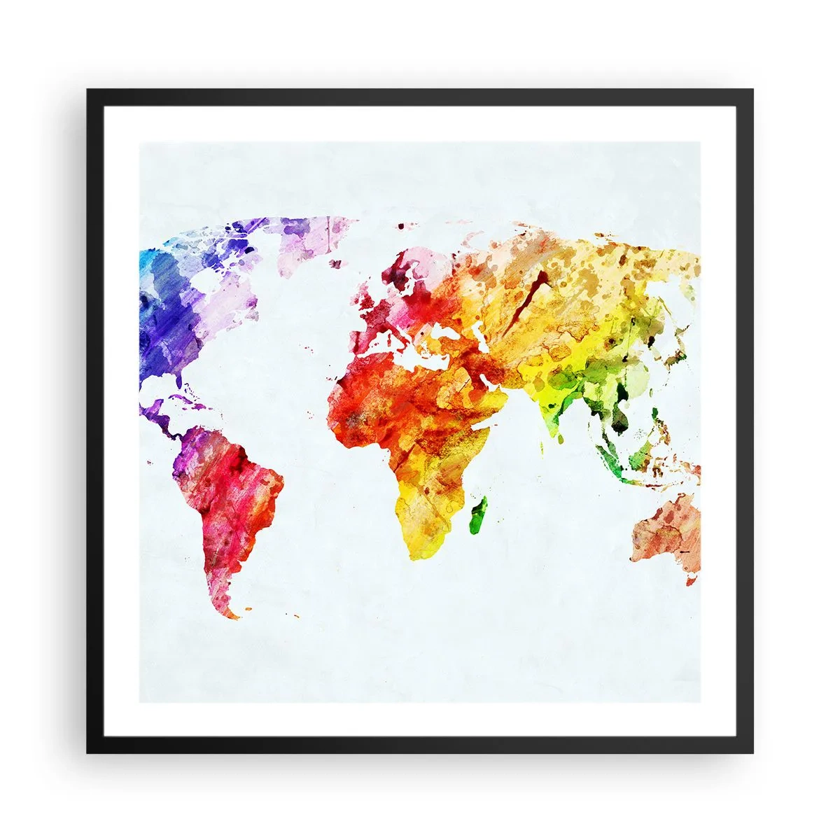 Affiche dans un cadre noir - Poster - Toutes les couleurs du monde - 60x60 cm