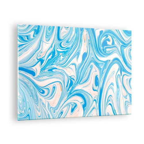 Impression sur verre - Image sur verre - Motif abstrait dans les tons turquoise et beige - 70x50cm - Bassin turquoise - Décoration murale moderne pour le salon et la chambre ARTTOR
