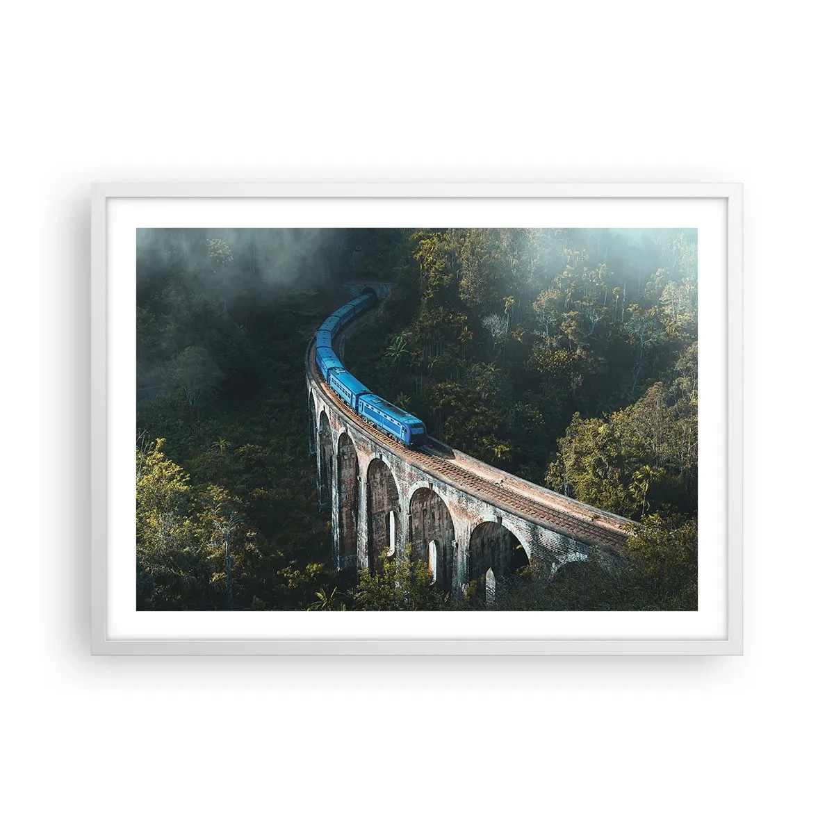 Affiche dans un cadre blanc - Poster - Train nature - 70x50 cm