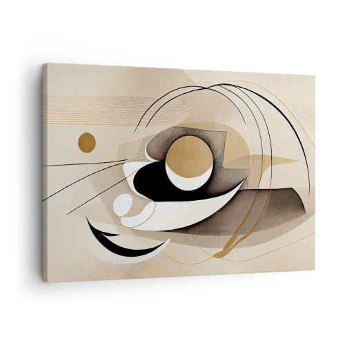 Impression sur toile - Image sur toile - Composition abstraite dans les tons beige et noir - 70x50cm - Composition : l'essence des choses - Décoration murale moderne pour le salon et la chambre ARTTOR
