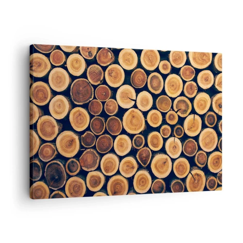 Impression sur toile - Image sur toile - Modèle réalisé à partir de sections transversales de bûches de bois - 70x50cm - Quel âge je semble avoir ? - Décoration murale moderne pour le salon et la chambre ARTTOR