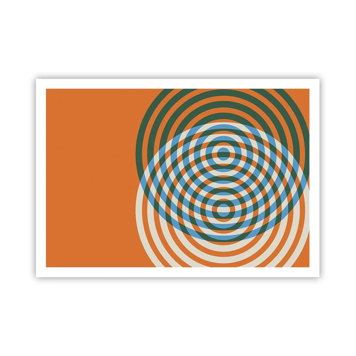 Affiche - Poster - Cercles concentriques sur fond orange - 100x70cm - Variation circulaire abstraite - Décoration murale moderne pour le salon et la chambre ARTTOR