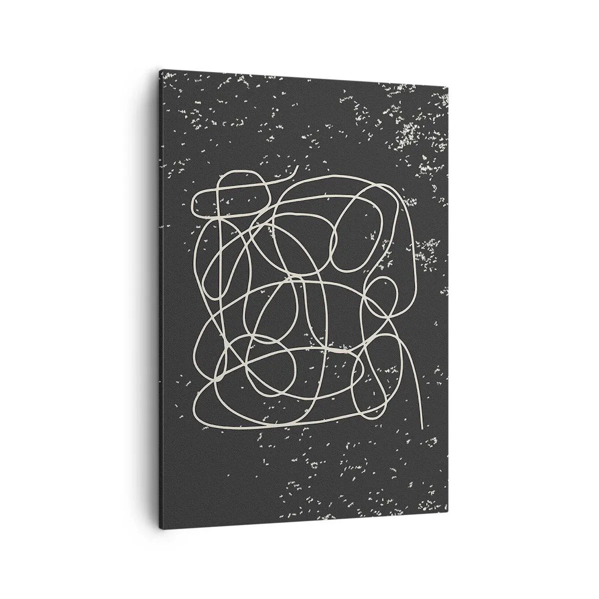 Impression sur toile - Image sur toile - Ligne abstraite sur fond noir avec des détails fins - 50x70cm - Errance des pensées - Décoration murale moderne pour le salon et la chambre ARTTOR
