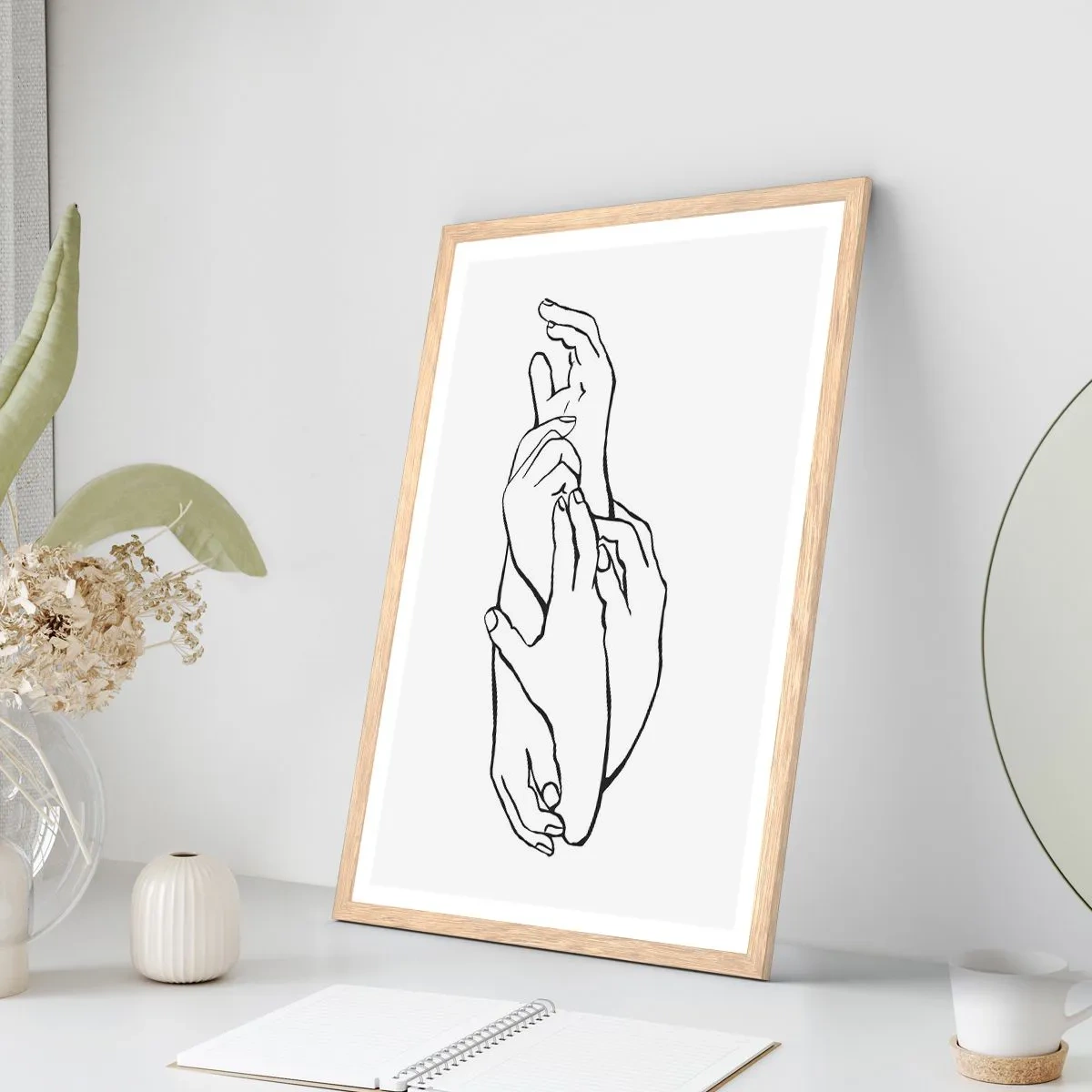 Affiche dans un chêne clair - Poster - Bon contact - 70x100 cm