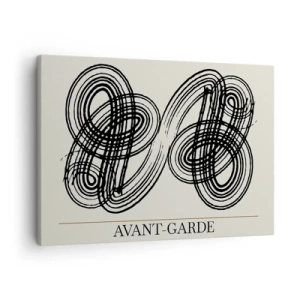 Impression sur toile - Image sur toile - Lignes noires abstraites sur fond clair dans un style avant-gardiste. - 70x50cm - C'est venu spontanément - Décoration murale moderne pour le salon et la chambre ARTTOR