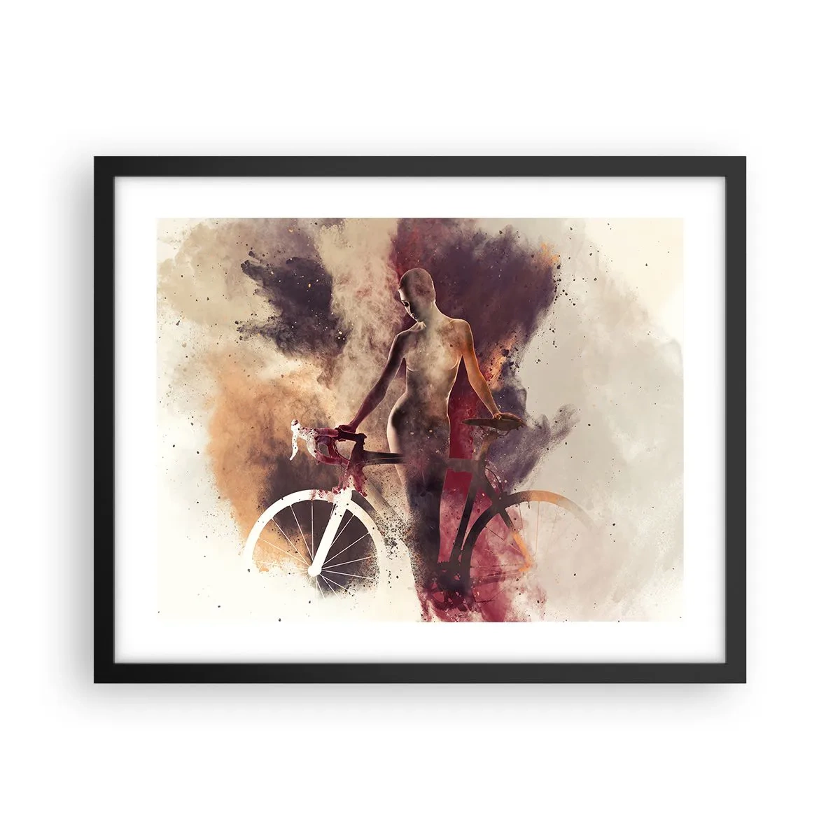 Affiche dans un cadre noir - Poster - Une âme de vélo aux formes marbrées - 50x40 cm