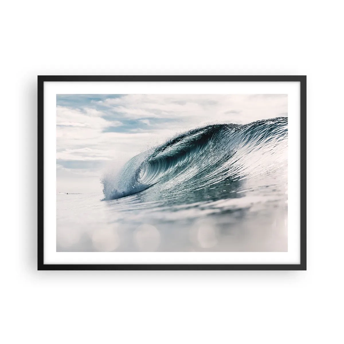 Affiche dans un cadre noir - Poster - Une vague de mer capturée dans un moment dynamique contre le ciel - 70x50cm - Pic d'eau - Décoration murale moderne pour le salon et la chambre ARTTOR