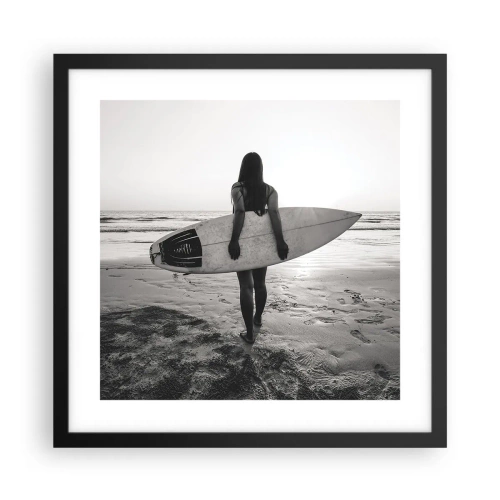 Affiche dans un cadre noir - Poster - Fille des vagues de la mer - 40x40 cm