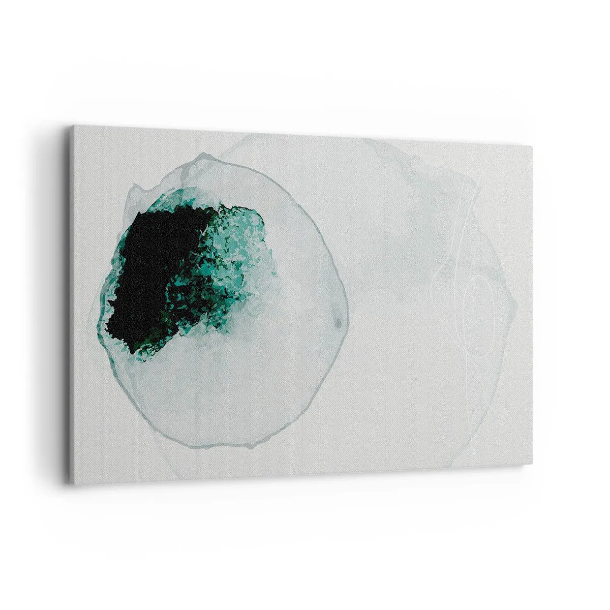 Impression sur toile - Image sur toile - Goutte d'eau abstraite avec des nuances de vert et de noir - 120x80cm - Dans une goutte d'eau - Décoration murale moderne pour le salon et la chambre ARTTOR
