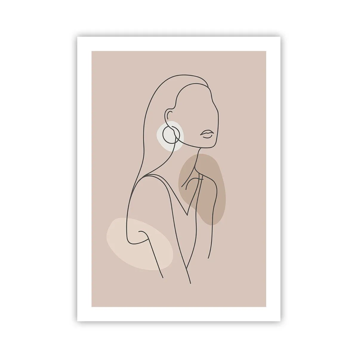 Affiche - Poster - Un dessin minimaliste d'une femme dans des tons pastel de beige. - 50x70cm - Icone féminin - Décoration murale moderne pour le salon et la chambre ARTTOR