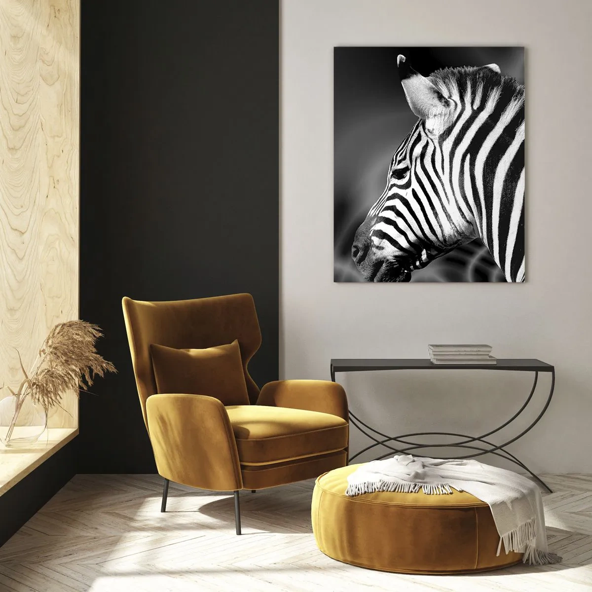 Impression sur verre - Image sur verre - Zèbre en esthétique noir et blanc - 50x70cm - Blanc c'est blanc et noir c'est noir - Décoration murale moderne pour le salon et la chambre ARTTOR