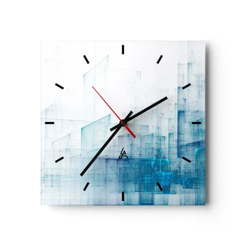Horloge murale - Pendule murale - Formes géométriques abstraites dans des tons de bleu - 30x30cm - Comment l’espace s’est formé - Décoration murale moderne pour le salon et la chambre ARTTOR