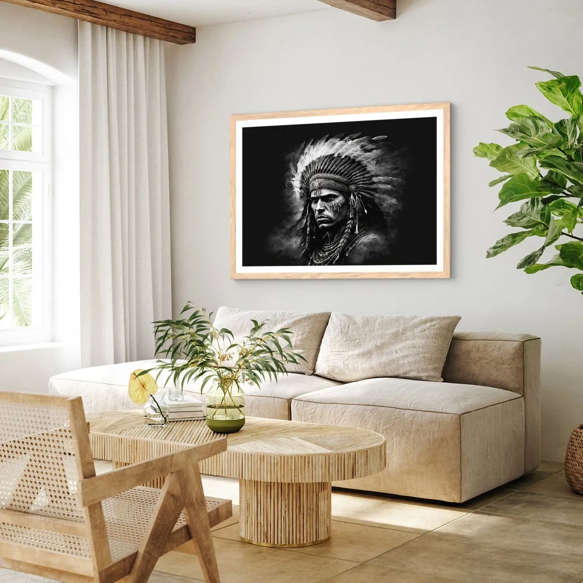 Affiche dans un chêne clair - Poster - Un leader et un guerrier - 50x40 cm